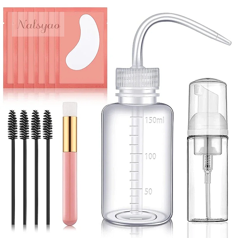 Eyelash Extension Guide - Wimpernverlängerungs-Reinigungsset Wimpernshampoo Bürste Seife Schaum Waschflasche